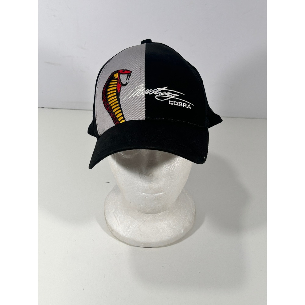 Ford Mustang Cobra Baseball Cap Hat Black Grey Two Tone Embroidered Adjustable